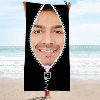 Custom Faces Zipper Beach Towel Personalized Photo Beach Towel Funny Gift