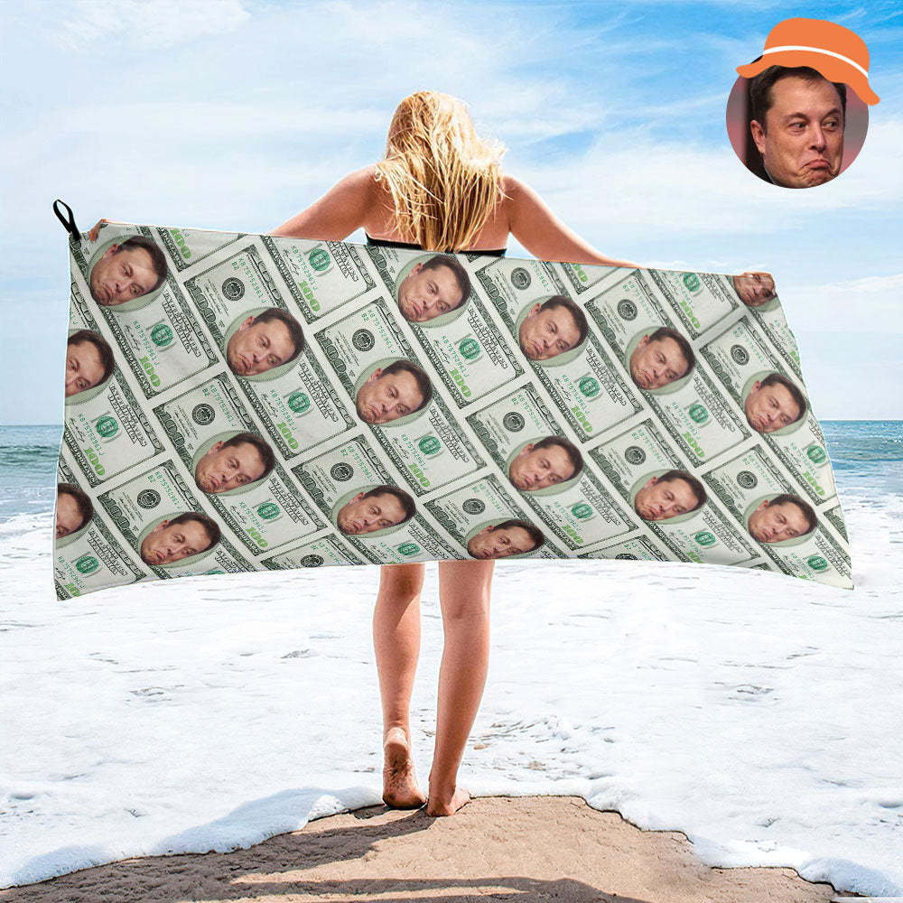 Custom Faces Dollar Beach Towel Personalized Photo Beach Towel Funny Gift