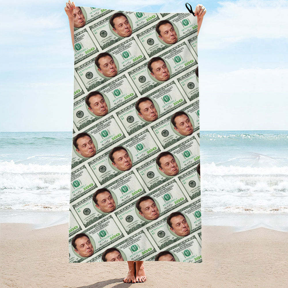 Custom Faces Dollar Beach Towel Personalized Photo Beach Towel Funny Gift