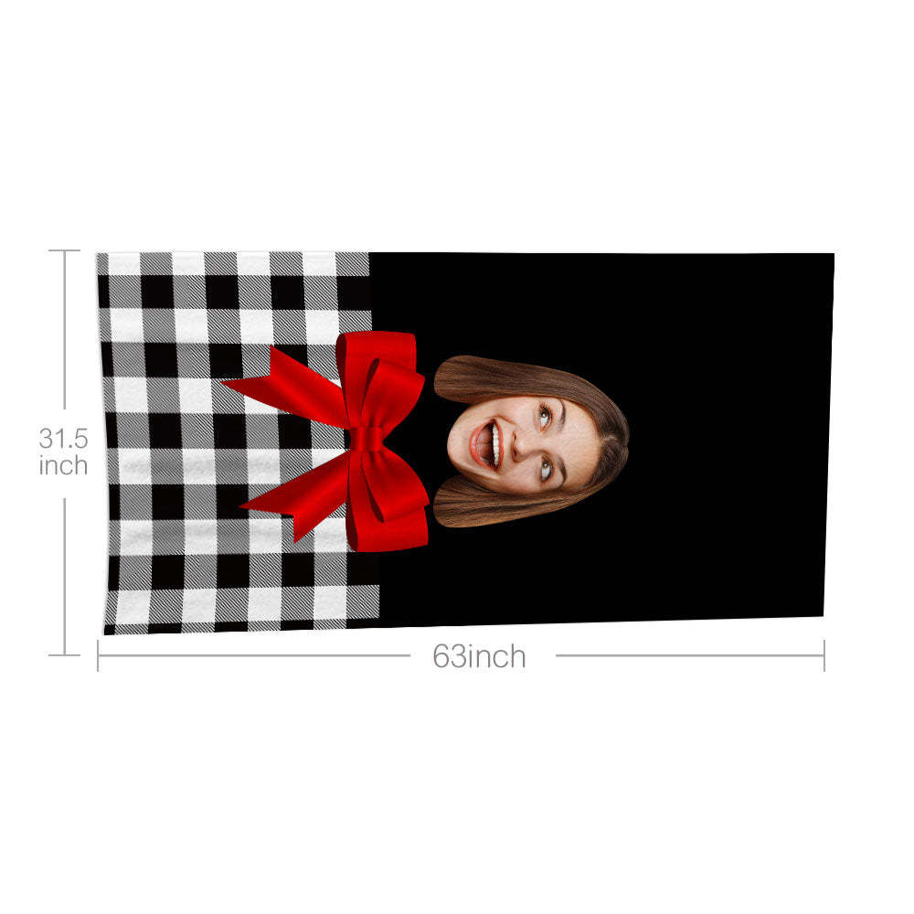 Custom Face Bow Beach Towel Personalized Photo Beach Towel Funny Gift