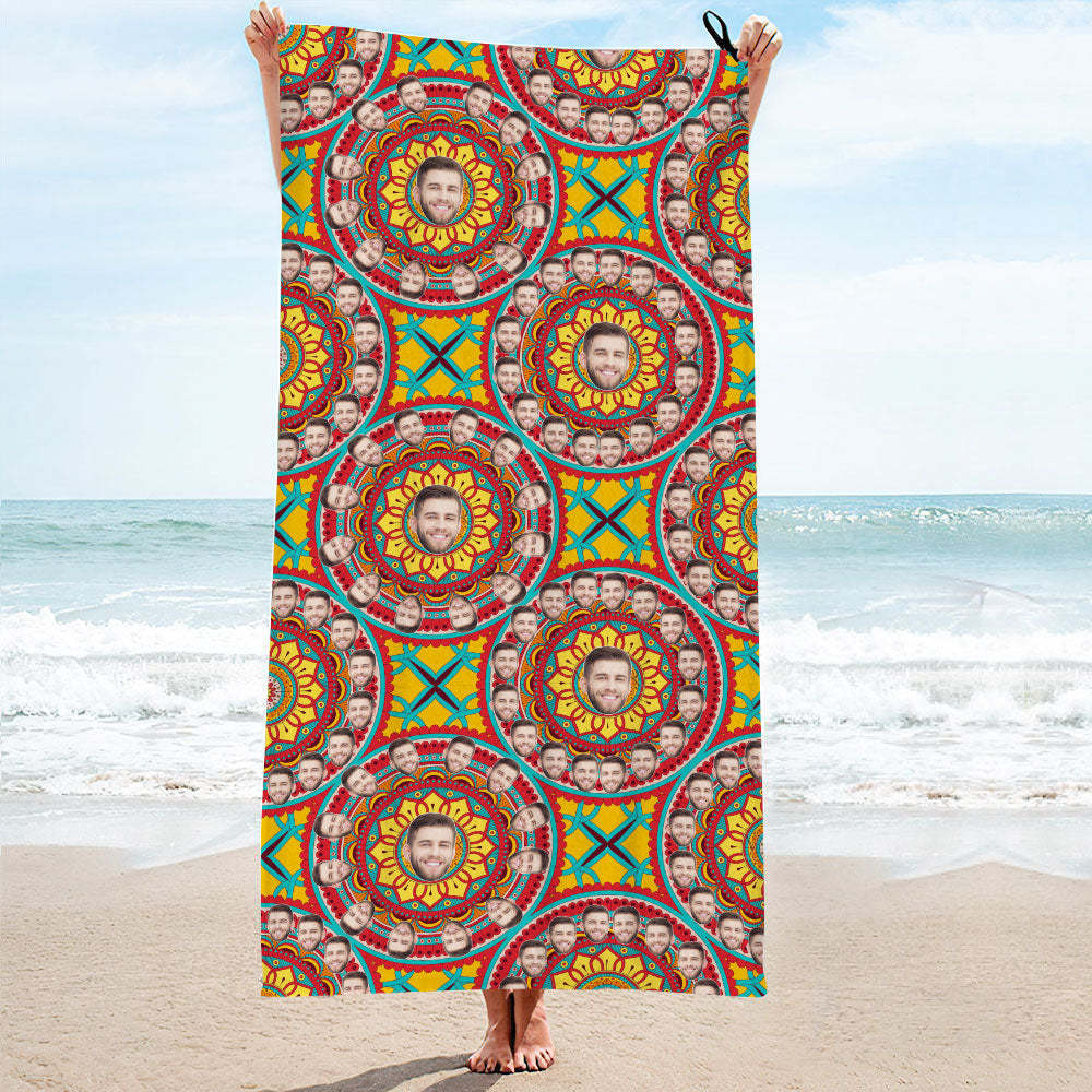 Custom Face Circle Beach Towel Personalized Photo Beach Towel Funny Gift