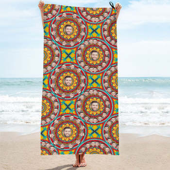 Custom Face Circle Beach Towel Personalized Photo Beach Towel Funny Gift