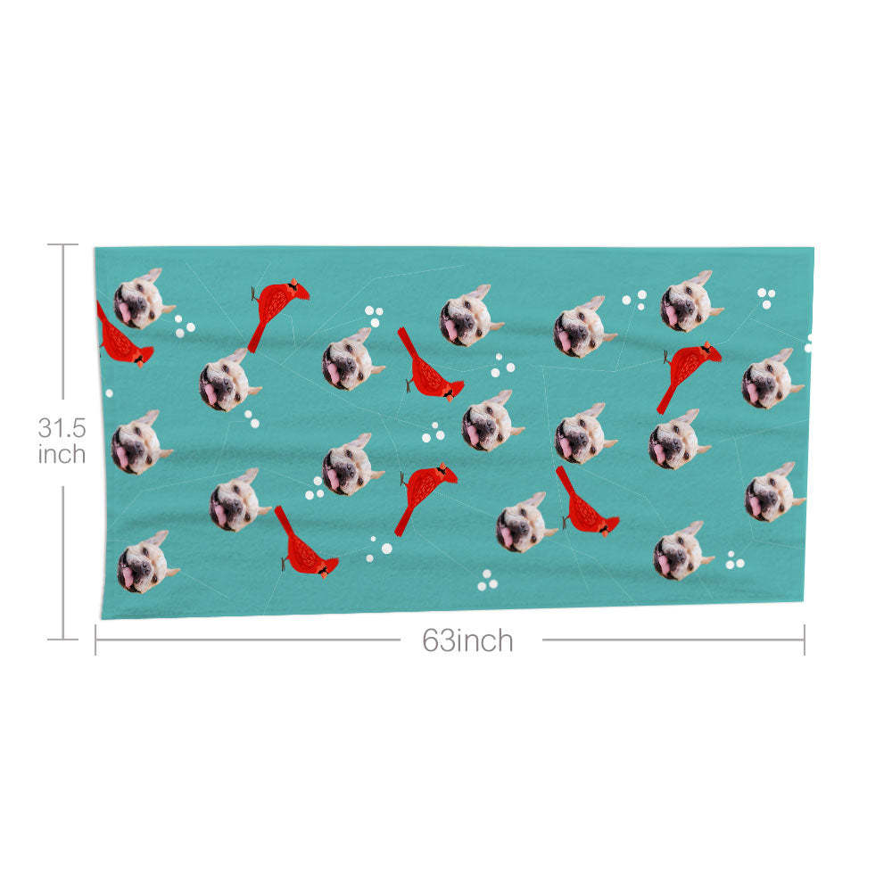 Custom Dog Faces Beach Towel Personalized Photo Beach Towel Funny Gift