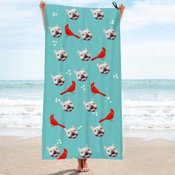 Custom Dog Faces Beach Towel Personalized Photo Beach Towel Funny Gift