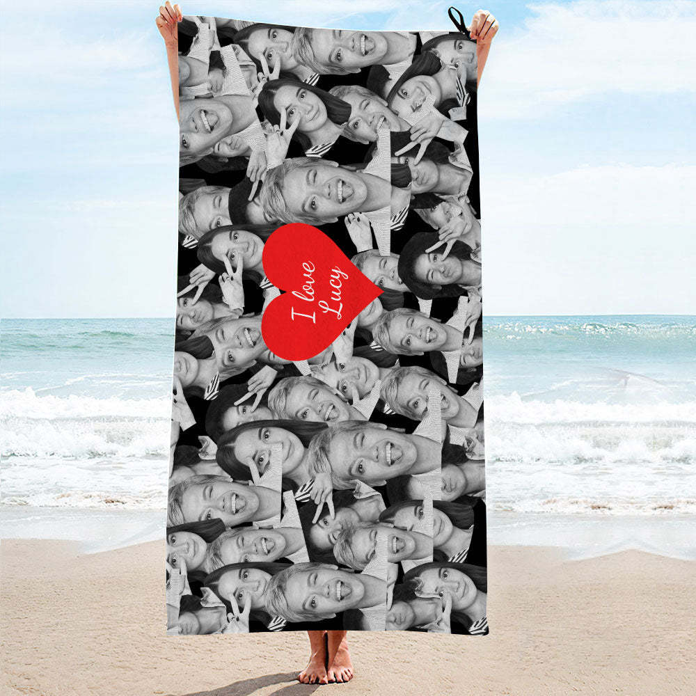 Custom Red Heart Towel Personalized Photo Towel Funny Gift-MyHawaiianShirts