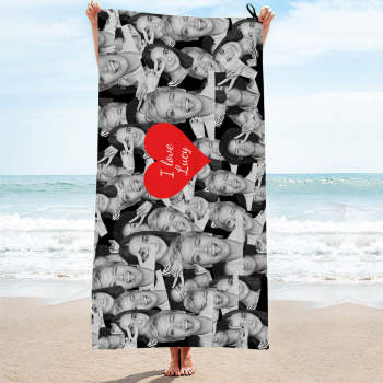 Custom Red Heart Towel Personalized Photo Towel Funny Gift-MyHawaiianShirts