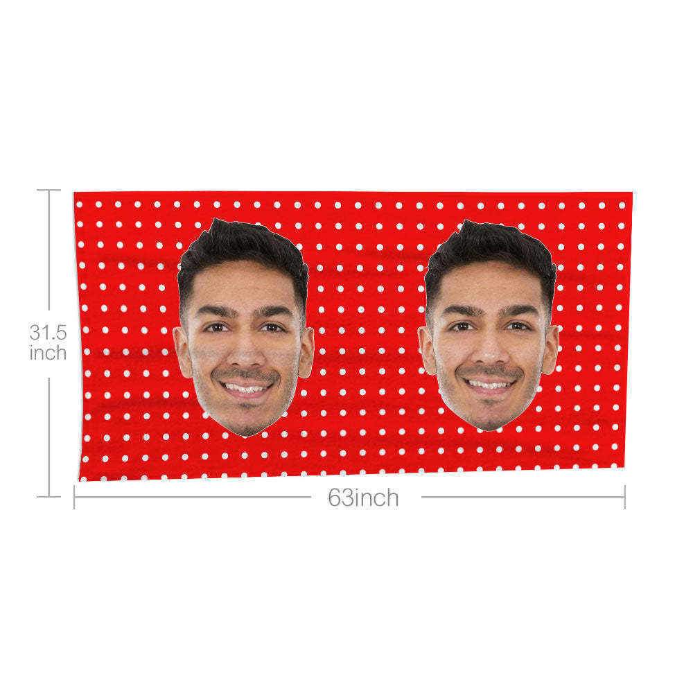 Custom Face Polka Dots Beach Towel Personalized Photo Beach Towel Funny Gift