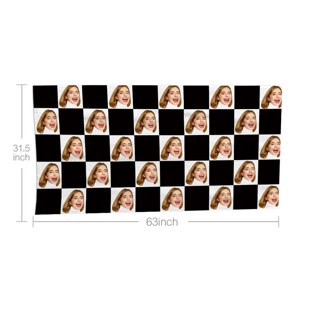Custom Face Chess board Beach Towel Personalized Photo Beach Towel Funny Gift