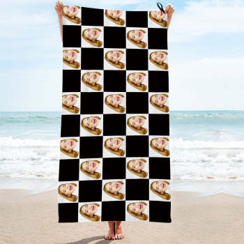 Custom Face Chess board Beach Towel Personalized Photo Beach Towel Funny Gift