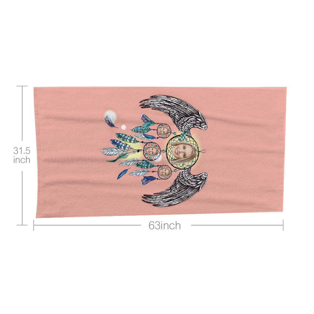 Custom Face Dreamcatcher Beach Towel Personalized Photo Beach Towel Funny Gift