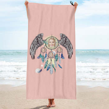Custom Face Dreamcatcher Beach Towel Personalized Photo Beach Towel Funny Gift