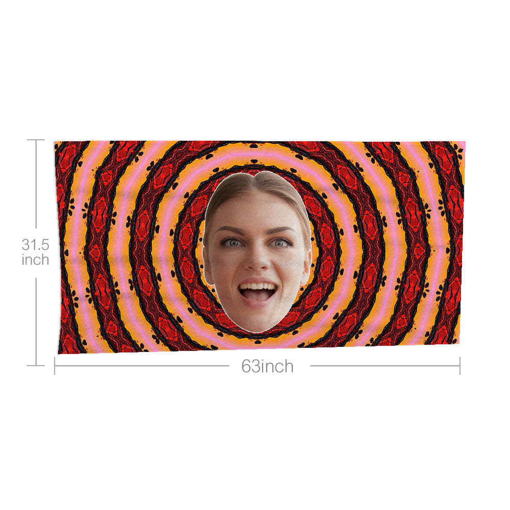 Custom Face Red Vortex Beach Towel Personalized Photo Beach Towel Funny Gift