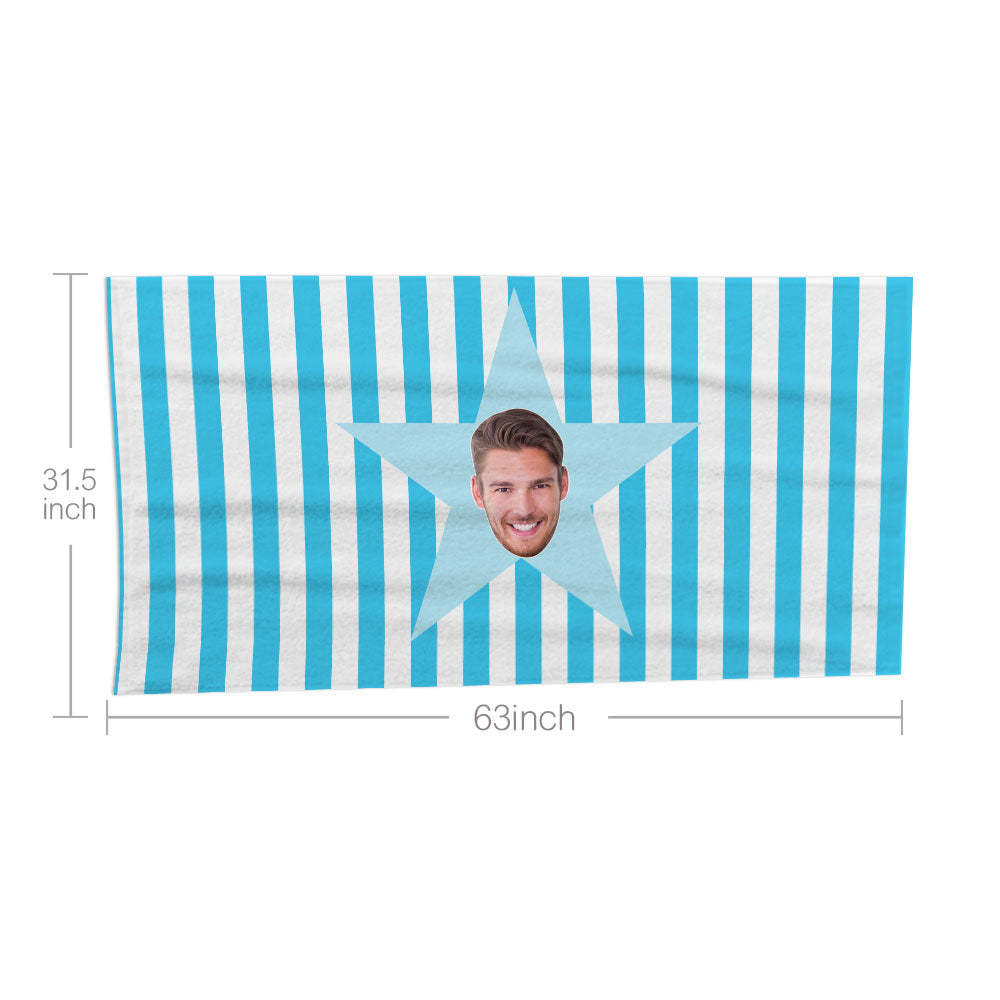 Custom Face Star Beach Towel Personalized Photo Beach Towel Funny Gift