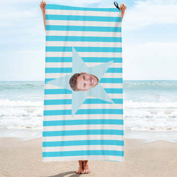 Custom Face Star Beach Towel Personalized Photo Beach Towel Funny Gift