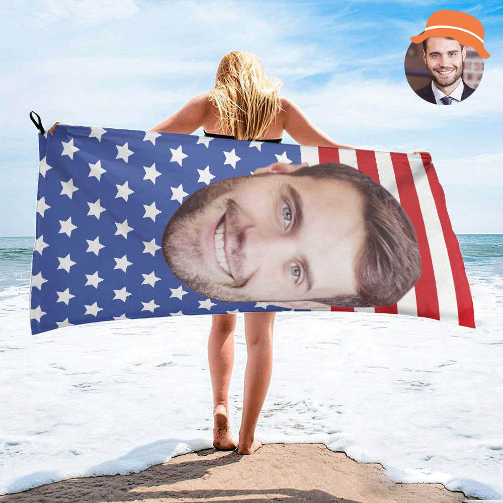 Custom Face Flag Towel Personalized Photo Towel Funny Gift-MyHawaiianShirts