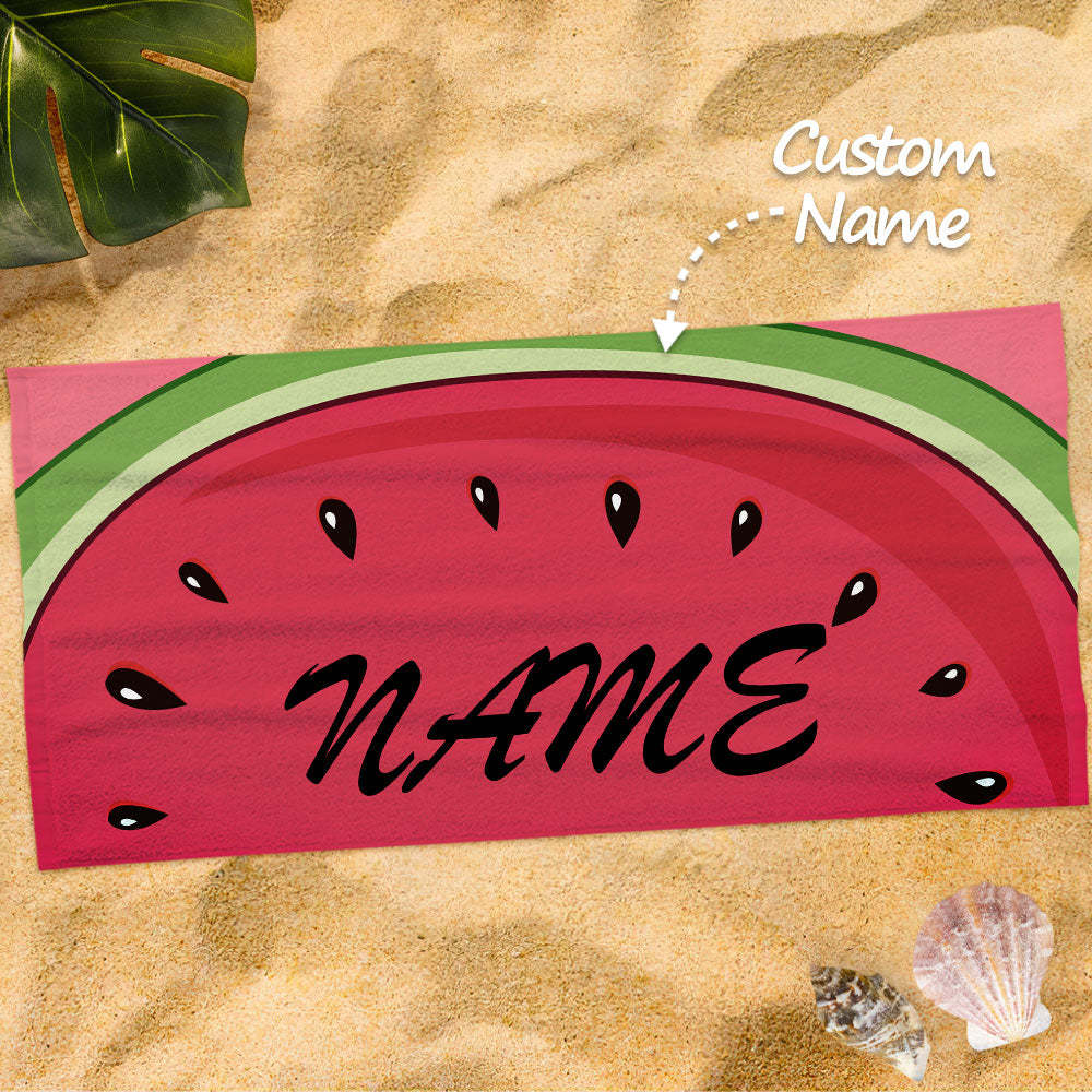 Personalized Bath Towel Custom Name Lemon Beach Towel Gift for Family - MyFaceTshirt