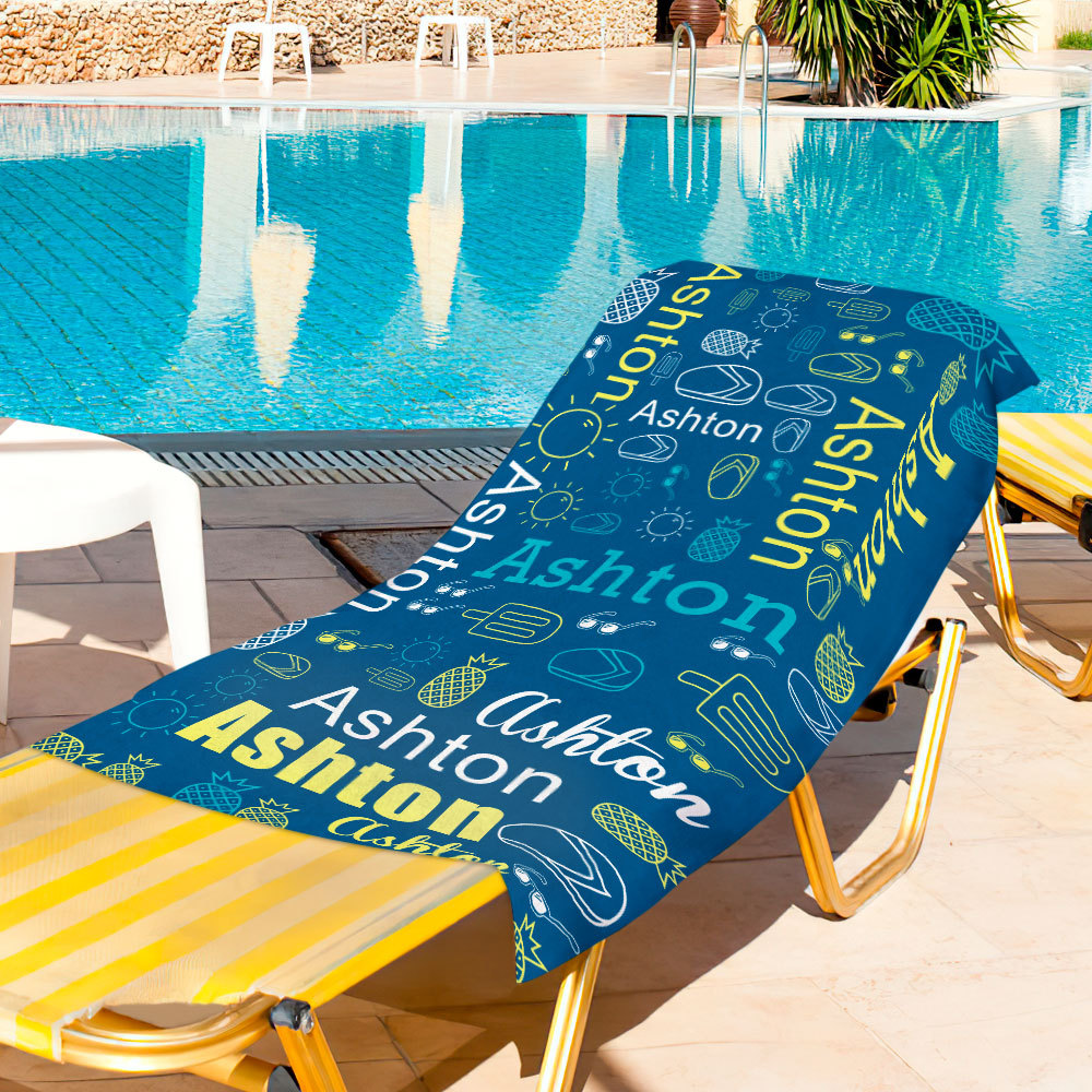 Personalized Bath Towel Custom Name Word-Art Beach Towel Gift for Family - MyFaceTshirt