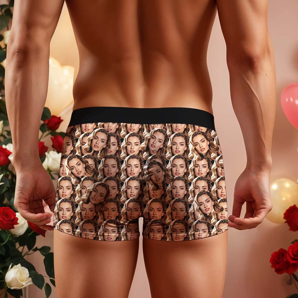 Custom Men's Boxers Personalized Underwear with Face Brown Hand Men's All-Over Print Boxer Briefs