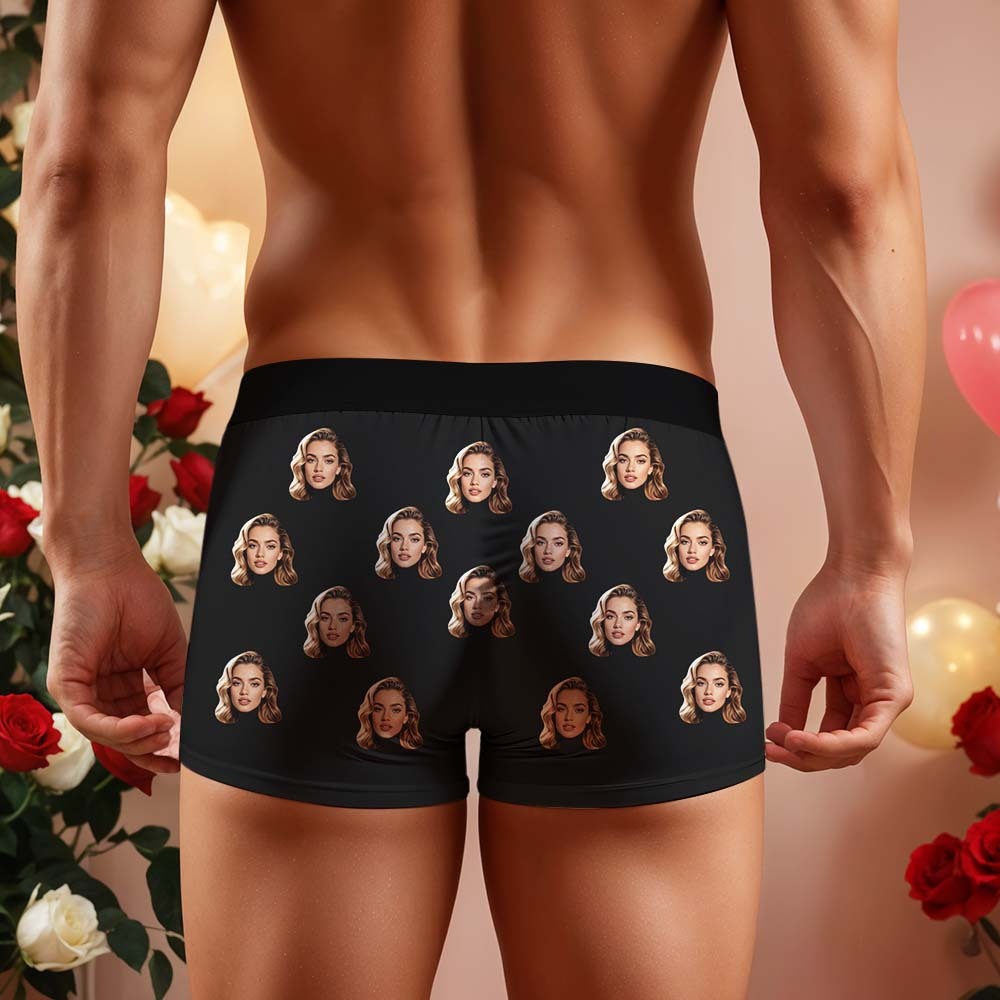 Custom Men's Boxers Personalized Underwear with Face Custom Black Hand All-Over Print Boxer Briefs
