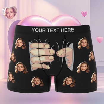 Custom Men's Boxers Personalized Underwear with Face Custom Black Hand All-Over Print Boxer Briefs