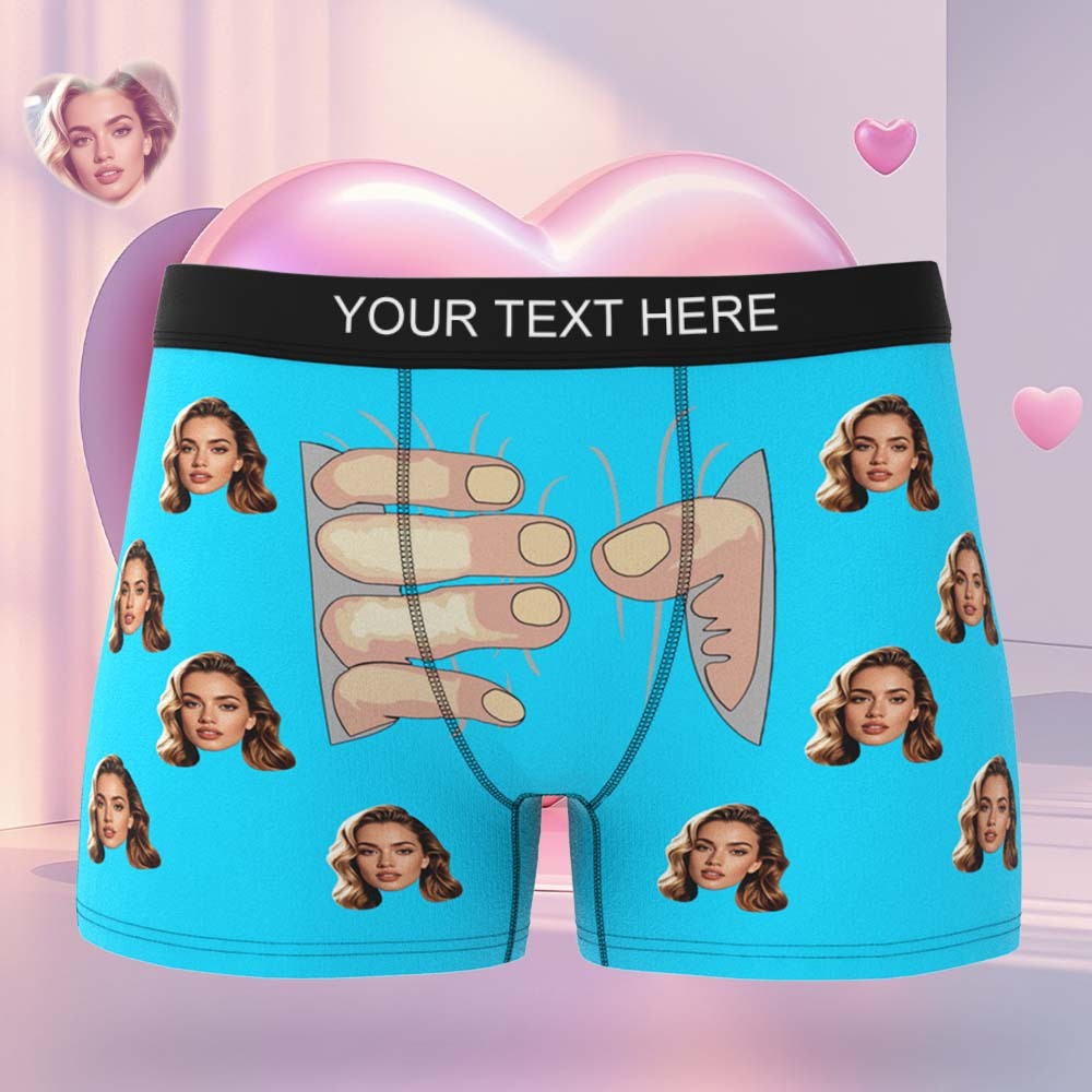 Custom Men's Boxers Personalized Underwear with Face Custom Black Hand All-Over Print Boxer Briefs