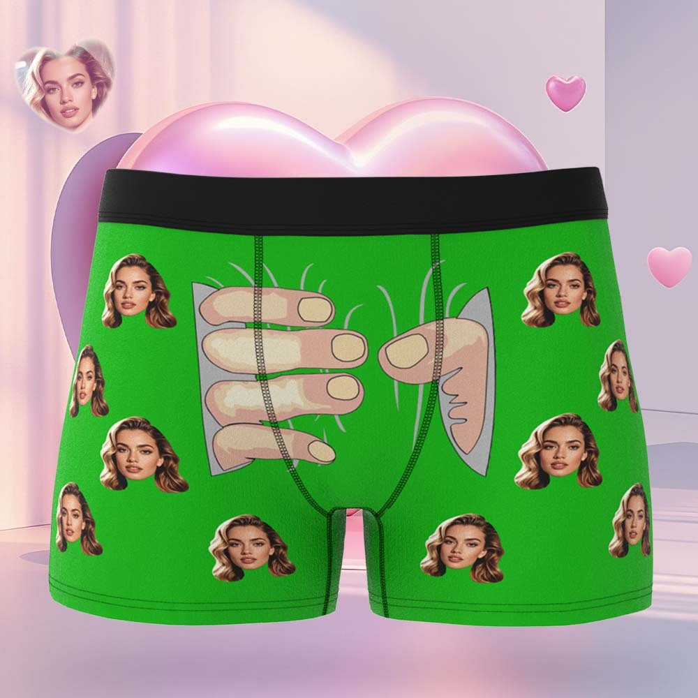 Custom Men's Boxers Personalized Underwear with Face Custom Black Hand All-Over Print Boxer Briefs