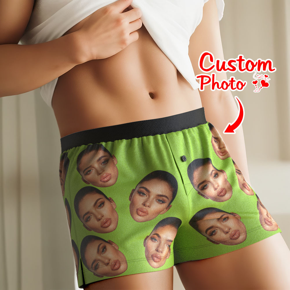 Custom Big Face Boxer Shorts with Personalized Text on the Waistband Personalized Casual Underwear for Him
