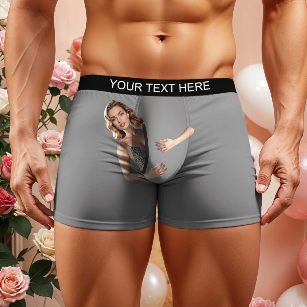 Custom Face Men's Boxer Briefs Personalized Photo Underwear Put Your Face on Underwear Valentine's Day Gift