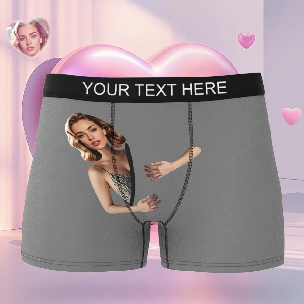 Custom Face Men's Boxer Briefs Personalized Photo Underwear Put Your Face on Underwear Valentine's Day Gift