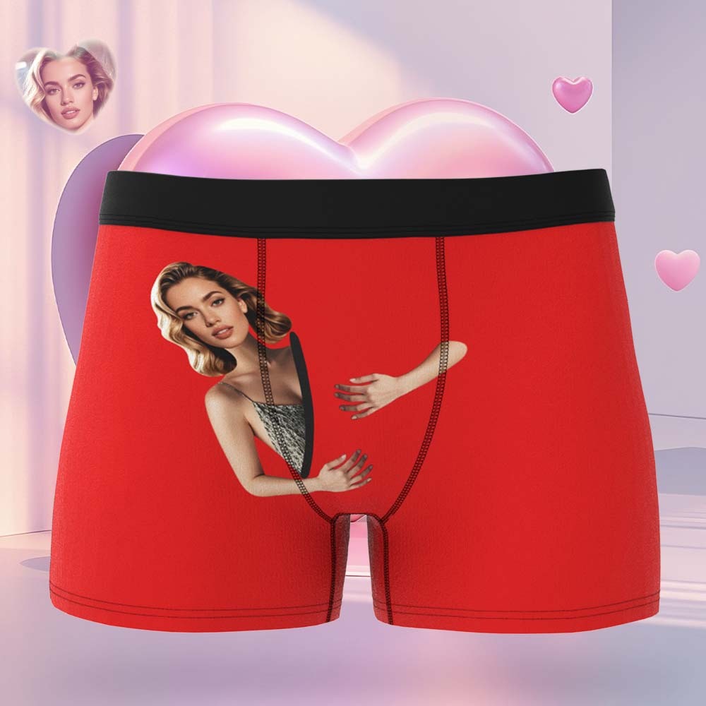 Custom Face Men's Boxer Briefs Personalized Photo Underwear Put Your Face on Underwear Valentine's Day Gift
