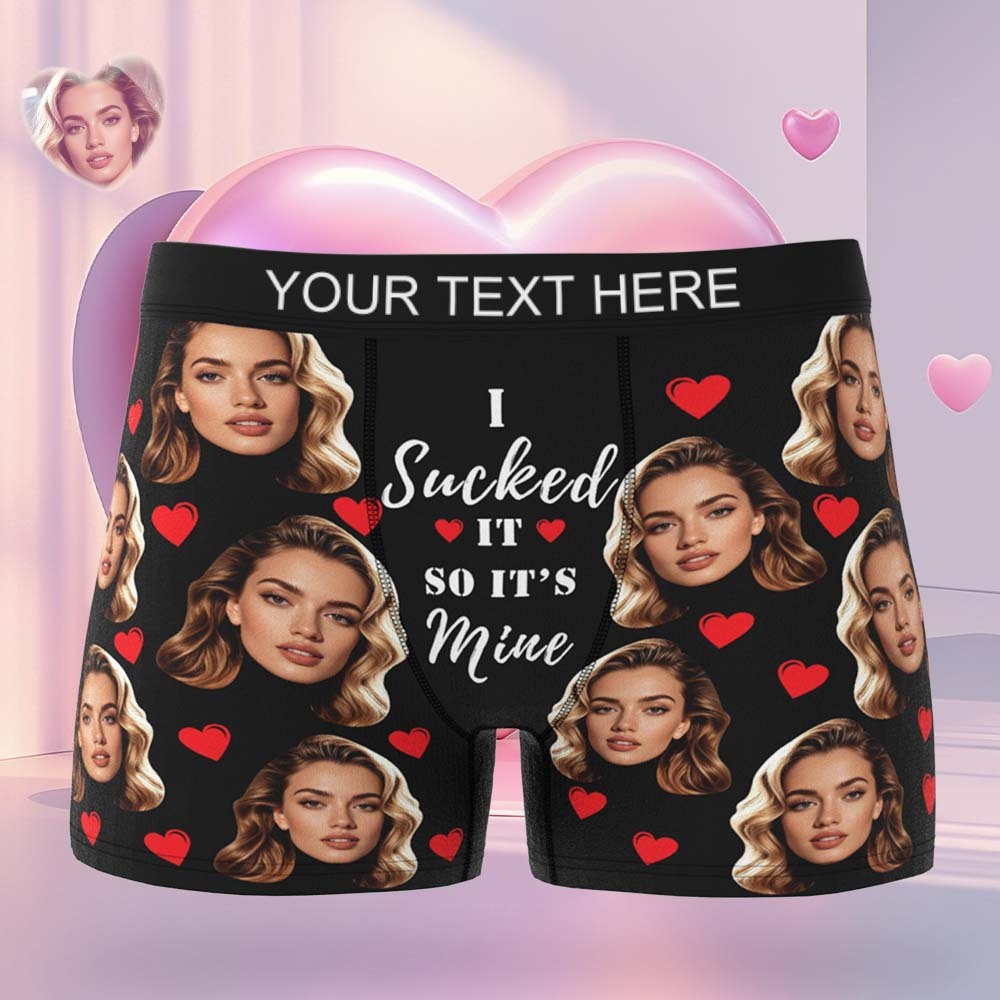 Personalised Funny Big Face Custom Waistband Text Boxer Gift For Men-it's Mine