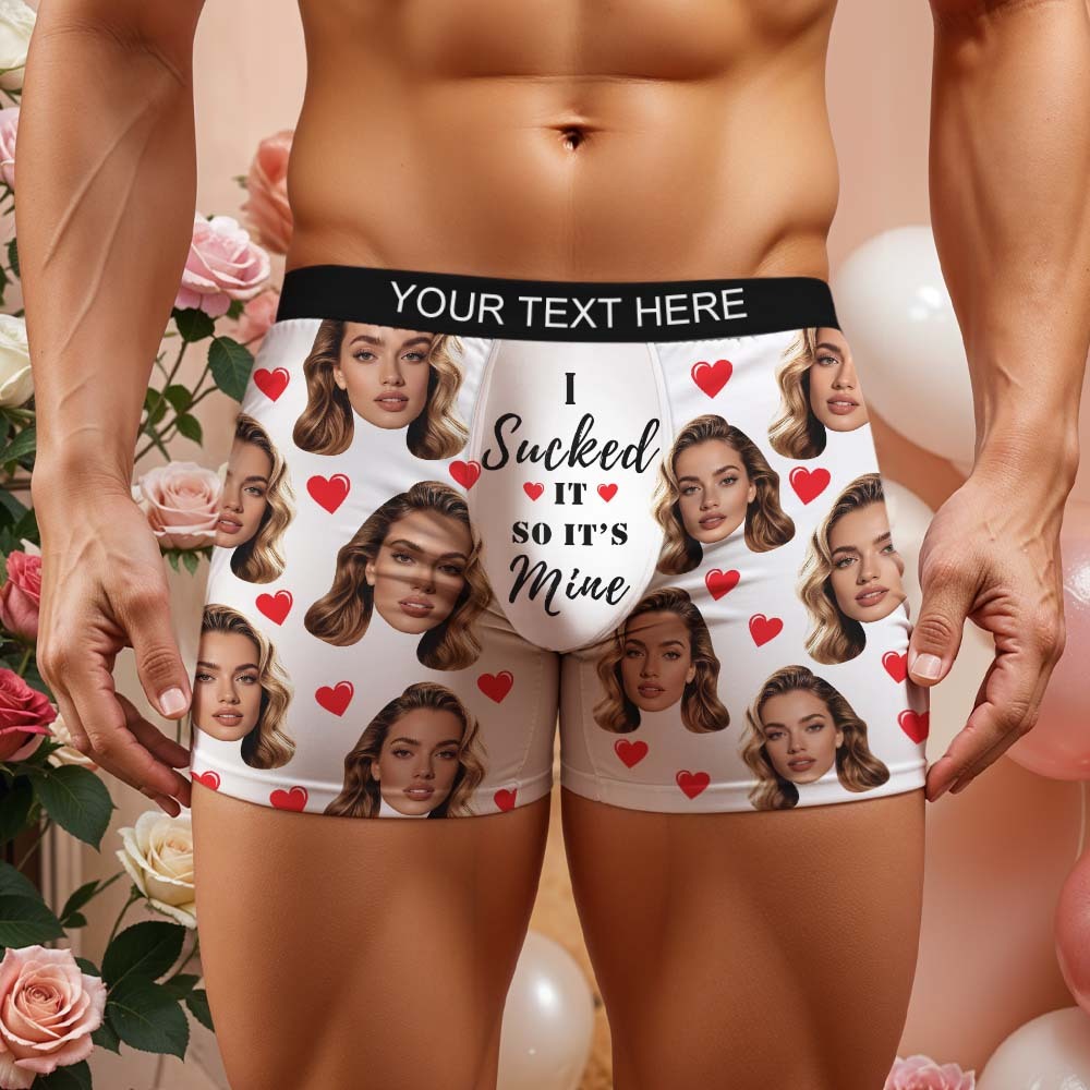 Personalised Funny Big Face Custom Waistband Text Boxer Gift For Men-it's Mine