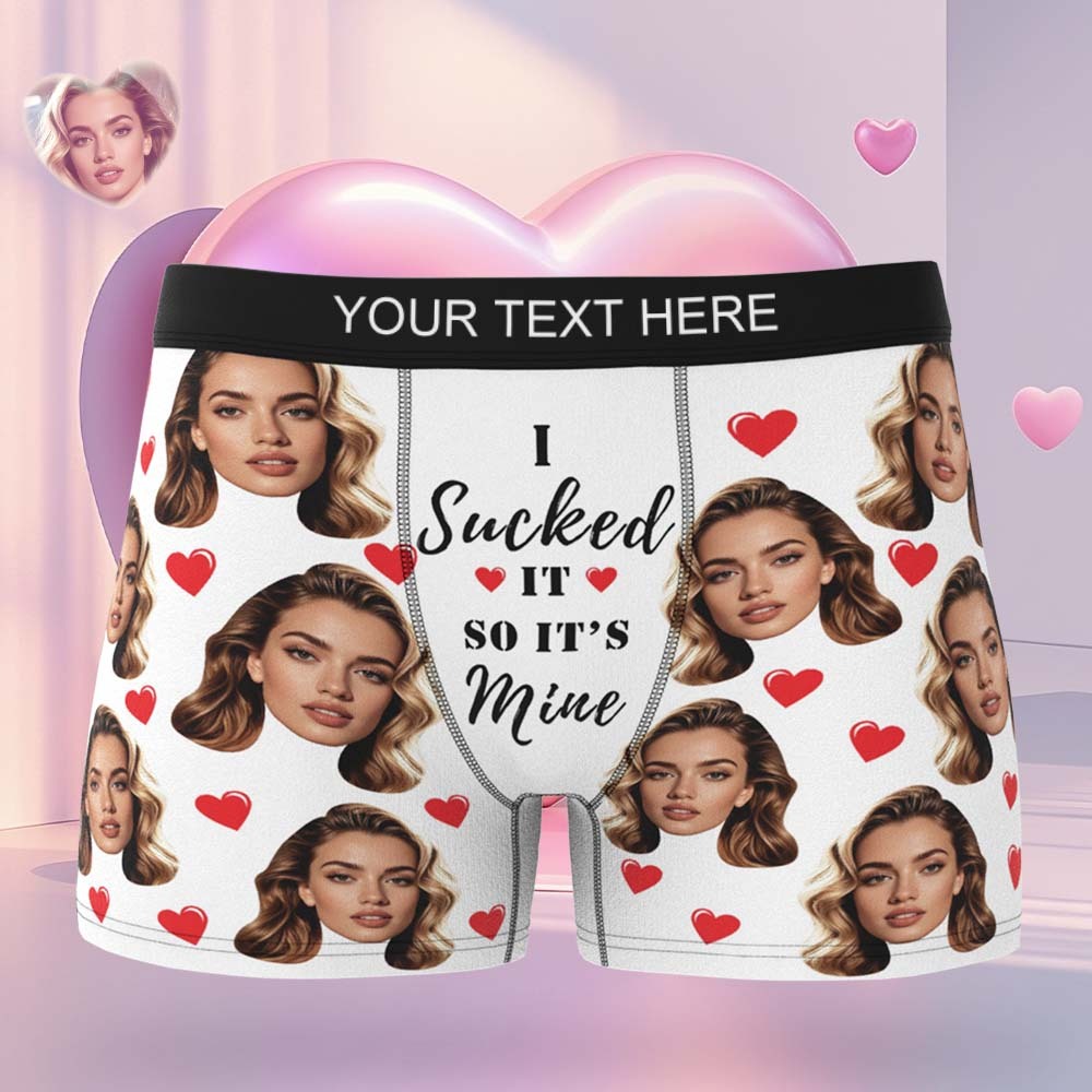 Personalised Funny Big Face Custom Waistband Text Boxer Gift For Men-it's Mine
