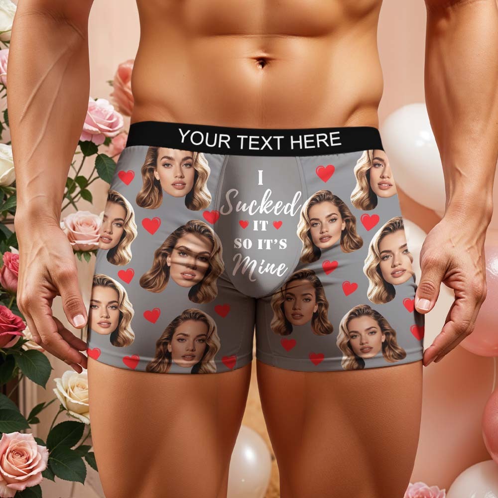 Personalised Funny Big Face Custom Waistband Text Boxer Gift For Men-it's Mine