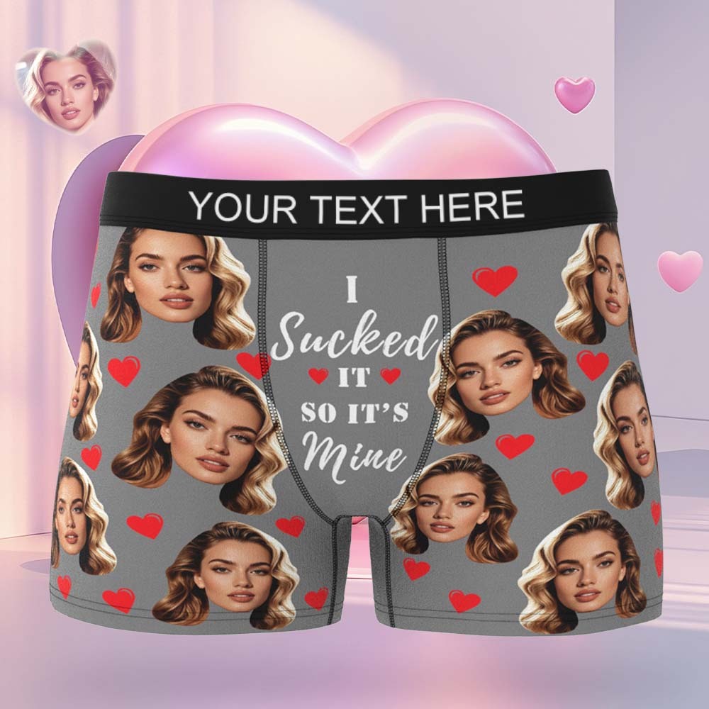 Personalised Funny Big Face Custom Waistband Text Boxer Gift For Men-it's Mine