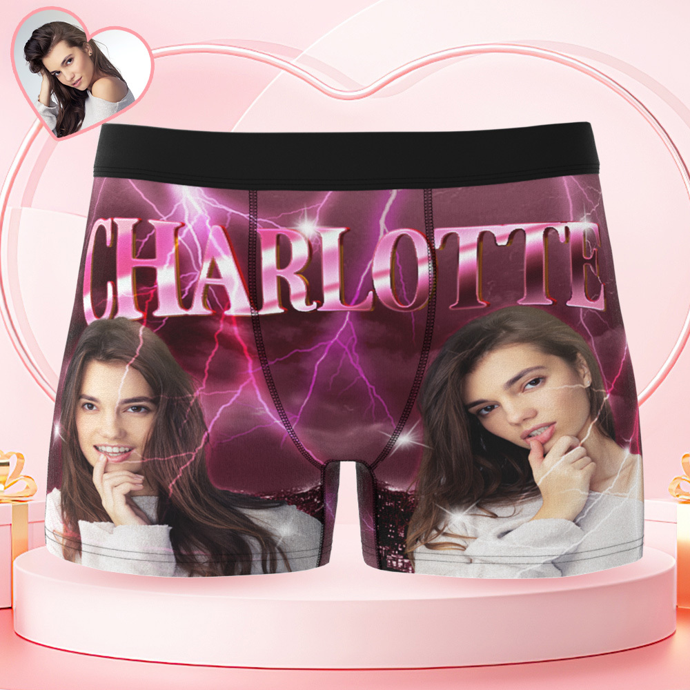 Custom Men's Boxers Personalized Girlfriend Photo Vintage Boxer Briefs Valentine's Gift