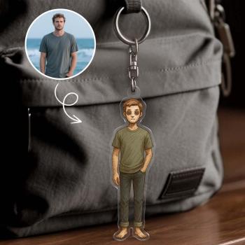 Personalized Acrylic Cartoon Keychain Button Eyes Cartoon Filter Custom Figure Keychain Photo Bag Charm Unique Keepsake Gift For Girlfriend Anniversary Birthday