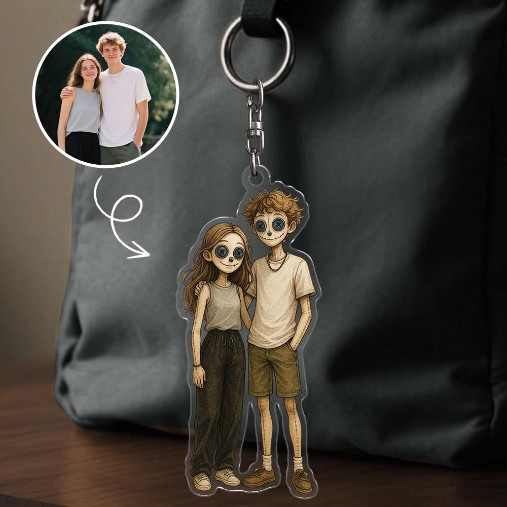 Personalized Acrylic Cartoon Keychain Button Eyes Cartoon Filter Custom Figure Keychain Photo Bag Charm Unique Keepsake Gift For Girlfriend Anniversary Birthday