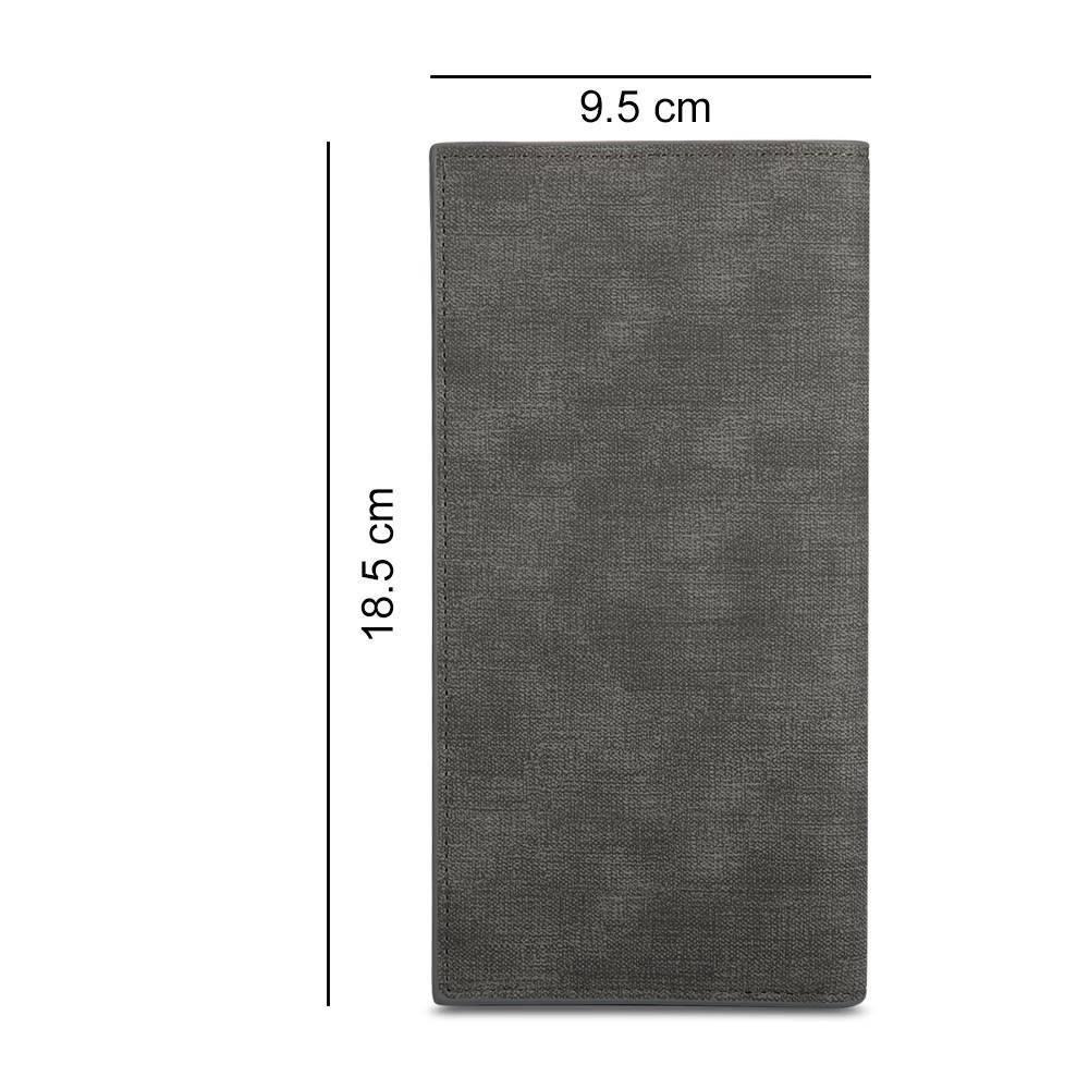 Men's Photo Engraved Long Style Bifold Photo Wallet - Gray Leather