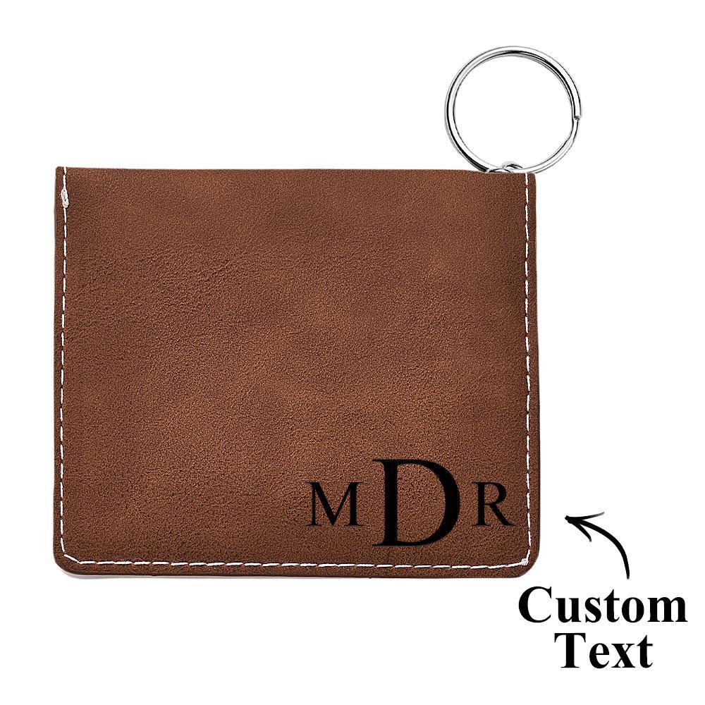 Custom Engraved Wallet Colorful ID Holder Leather Keychain Gifts - NameNecklace