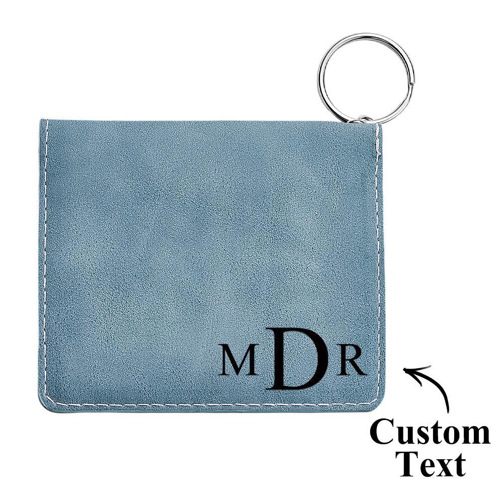 Custom Engraved Wallet Colorful ID Holder Leather Keychain Gifts - NameNecklace