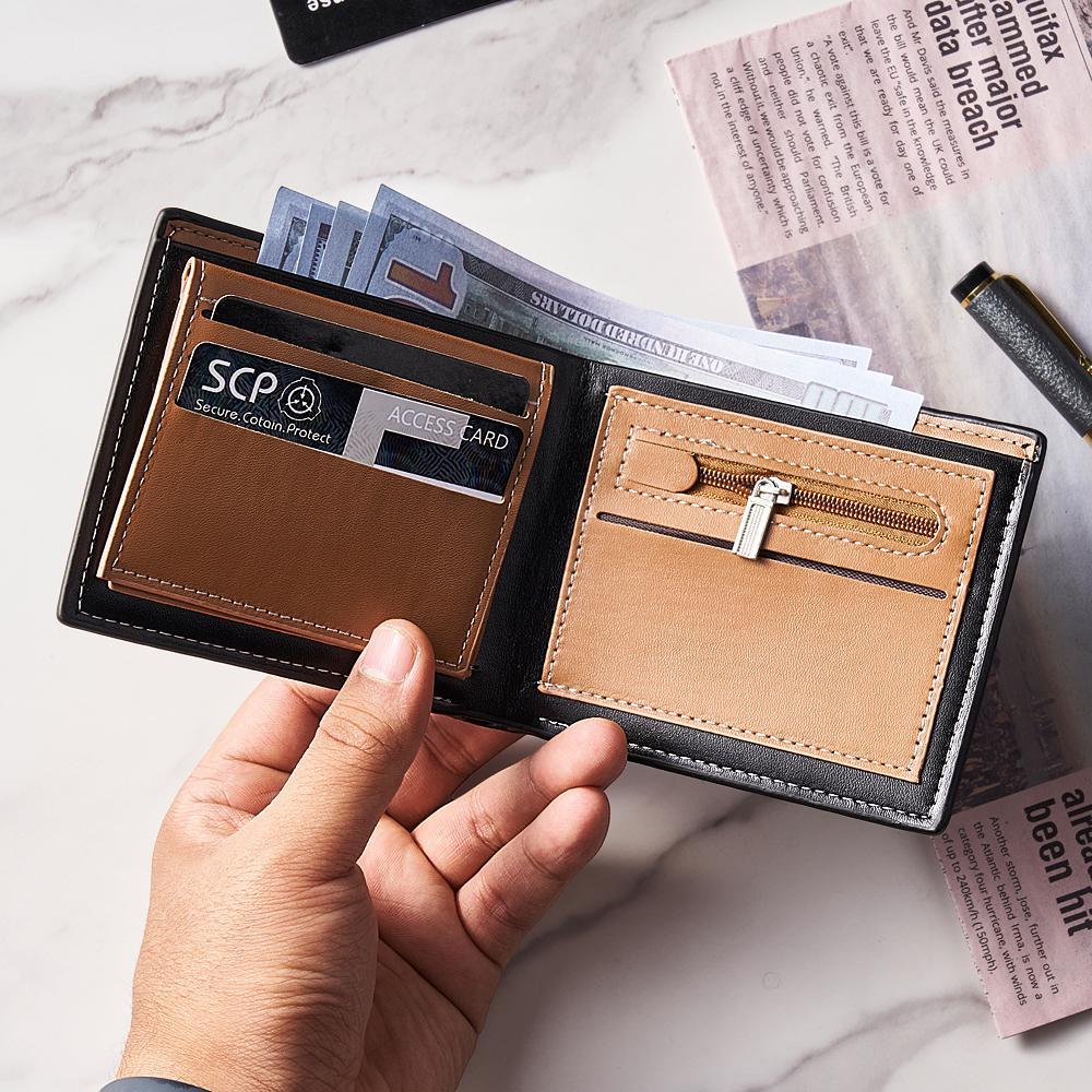 Personalized Photo Engraved Men's Flip Wallet Black - NameNecklace
