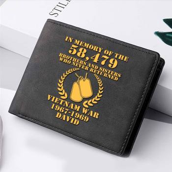Custom Name and Year Vietnam Veteran Men's Leather Wallet Memorial Gifts