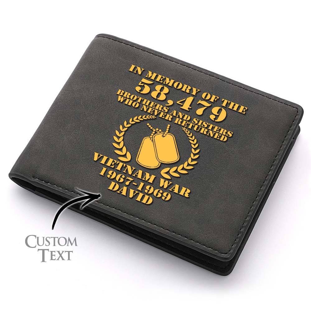 Custom Name and Year Vietnam Veteran Men's Leather Wallet Memorial Gifts