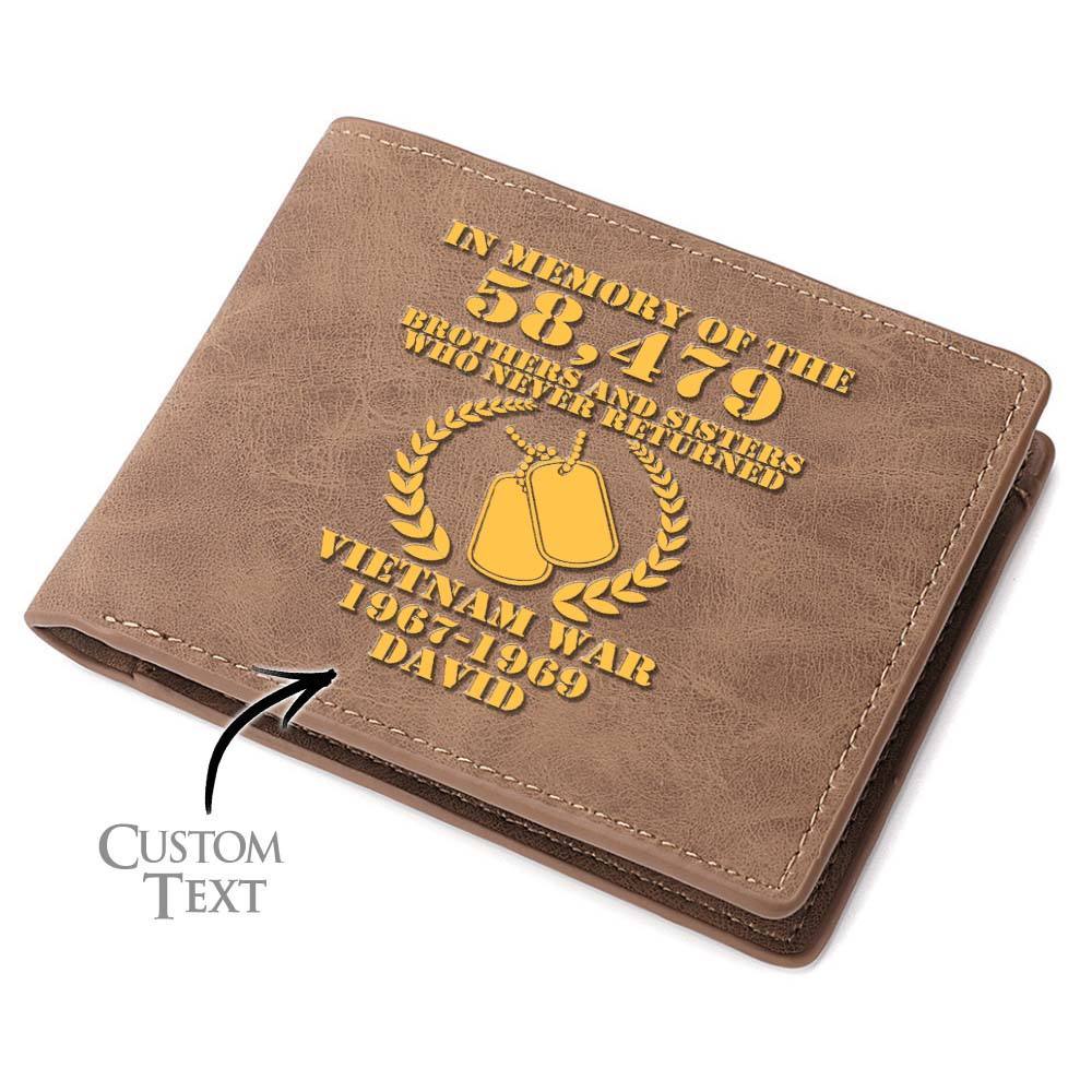 Custom Name and Year Vietnam Veteran Men's Leather Wallet Memorial Gifts