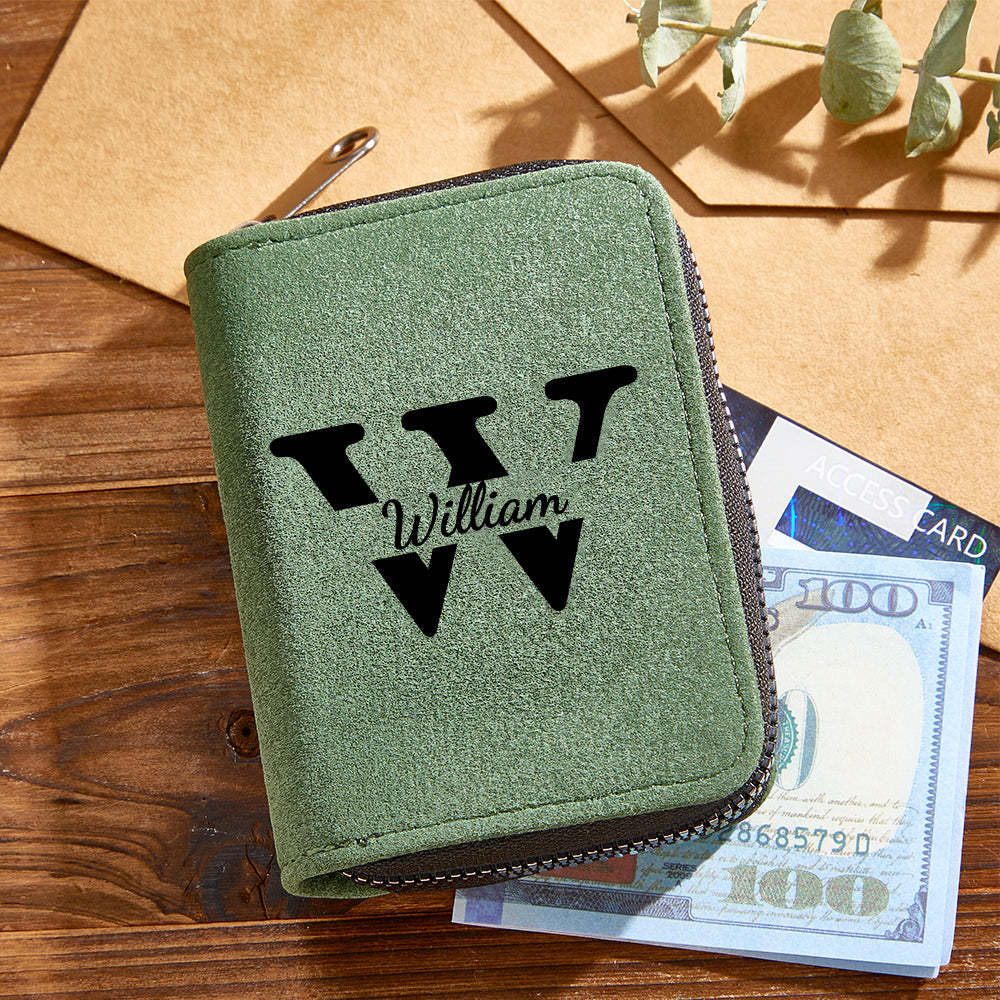 Personalized Leather Wallet with 18 Card Slots Card Holder Wallet Birthday Gift for Him - NameNecklace