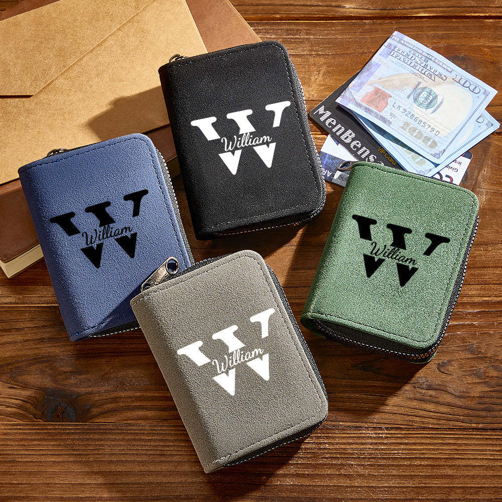 Personalized Leather Wallet with 18 Card Slots Card Holder Wallet Birthday Gift for Him - NameNecklace