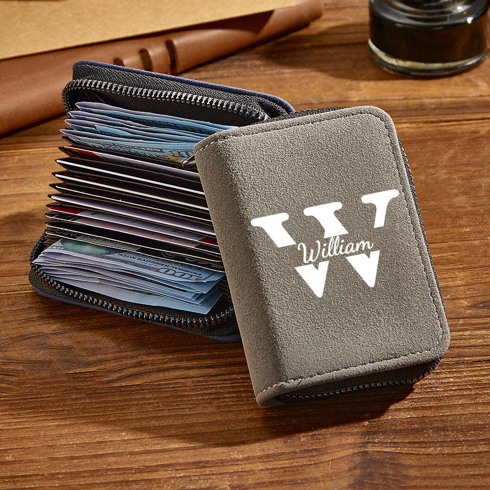 Personalized Leather Wallet with 18 Card Slots Card Holder Wallet Birthday Gift for Him - NameNecklace