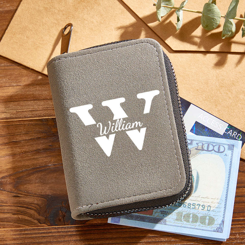 Personalized Leather Wallet with 18 Card Slots Card Holder Wallet Birthday Gift for Him - NameNecklace