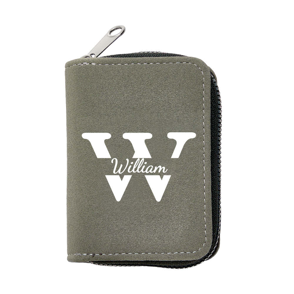 Personalized Leather Wallet with 18 Card Slots Card Holder Wallet Birthday Gift for Him - NameNecklace